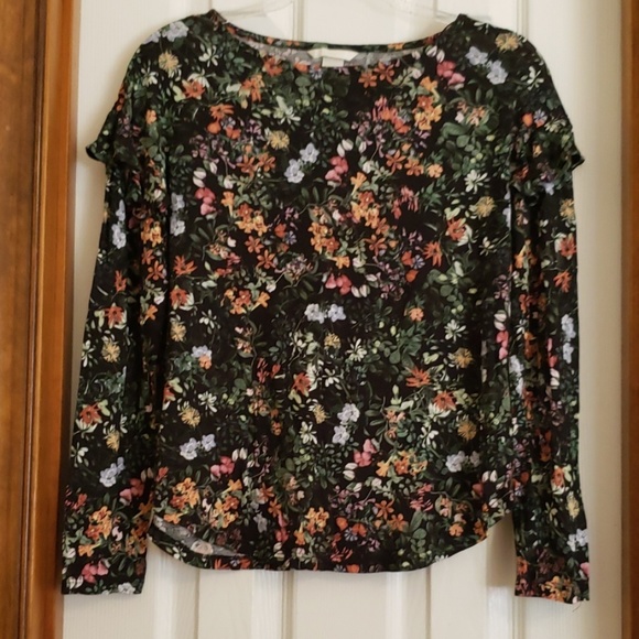 NWOT H&M beautiful flower print frilled shoulder - Picture 1 of 4